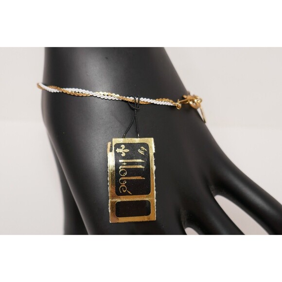 Hobe Gold Tone & White Twisted 6.5" Chain Bracelet RARE - Picture 5 of 8